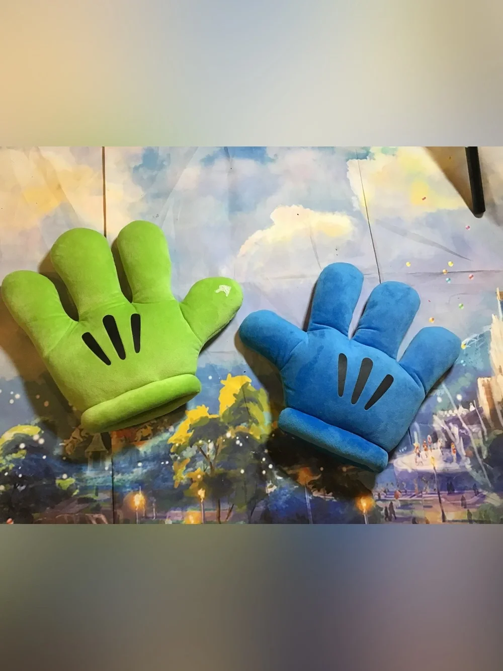 Disney parks Mickey Mouse plush hands blue & green